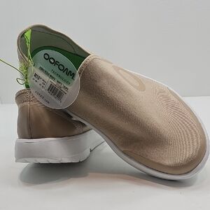 OOFOS Slip-On Comfort Shoe in Taupe with White Sole